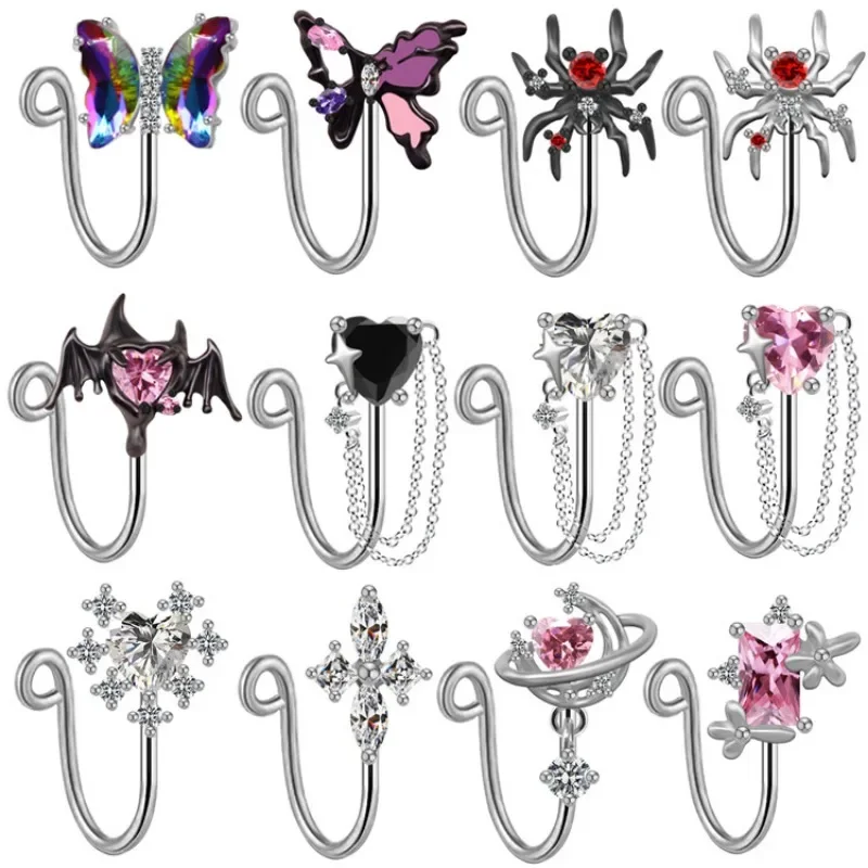 Farfalla Naso Polsino Non Piercing Clip Su Anelli Al Naso Per Le Donne Cuore Falso Naso Piercing Gioielli Finto Piercing
