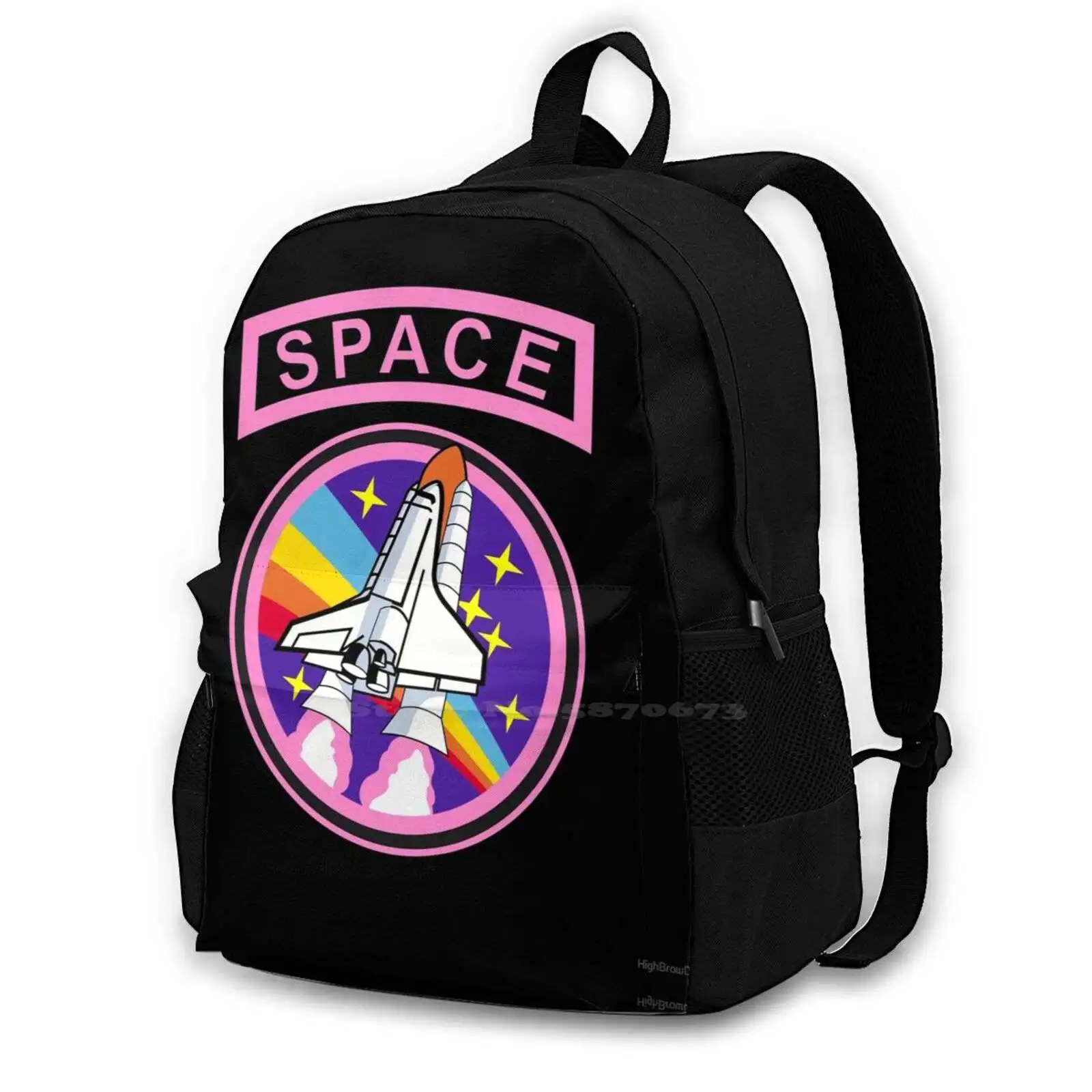 Linguetta Rosa Con Astronave Viaggio Laptop Bagpack Borse Moda Linguetta Militare Logo Patch Ranger Space Force Shuttle Rainbow Cool