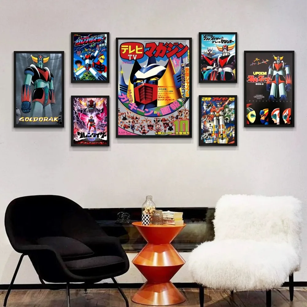Robot Goldorak Classic Anime Poster Movie Sticky Poster Fancy Wall Sticker Per Soggiorno Bar Decorazione Vintage