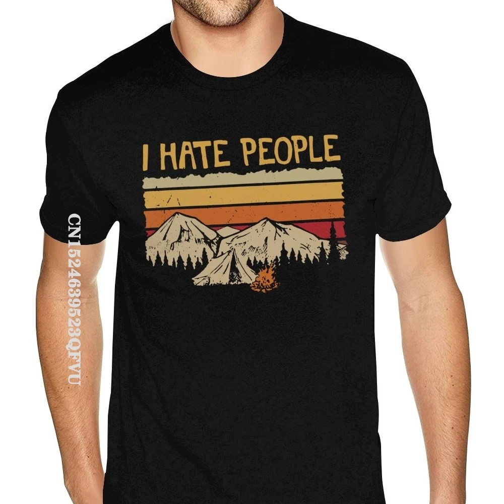 Christmas Mountain Camping I Hate People T-Shirt For Men Custom Gothic Style Anime Tshirt Kawaii Gothic Style T Shirt