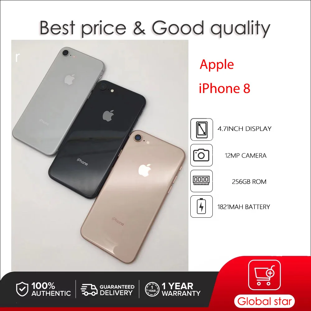 Originale Apple Iphone 8 Sbloccato Usato Ios A11 4.7 "64/256Gb Rom 1821Mah Cellulare 12Mp Smartphone Con Impronte Digitali