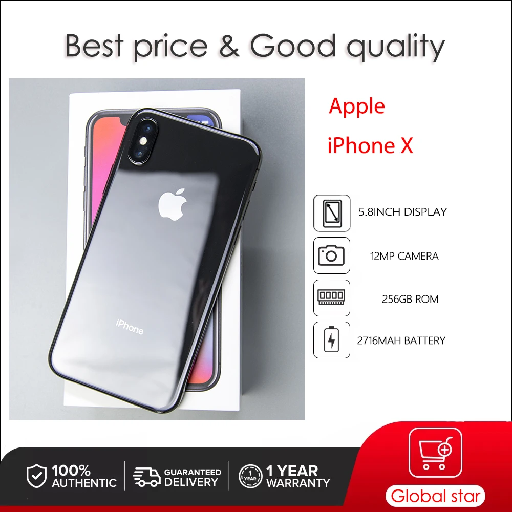 Originale Apple Iphone X Face Id Sbloccato Usato Ios A11 5.8 "64/256Gb Rom 2716Mah Cellulare 12Mp Smartphone