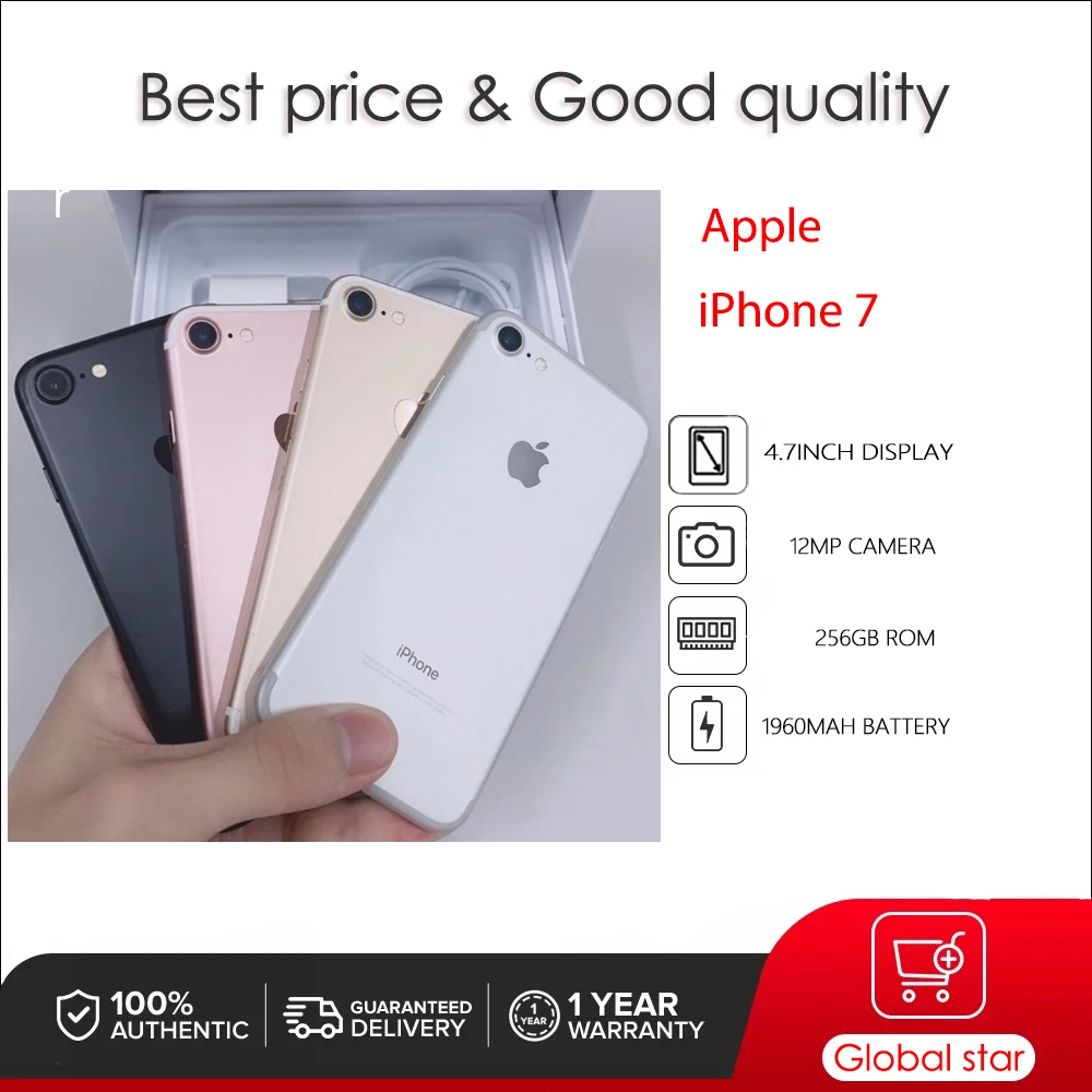 Originale Apple Iphone 7 Sbloccato Usato Ios A10 4.7 "32/128/256Gb Rom Cellulare 12Mp Smartphone Con Impronte Digitali