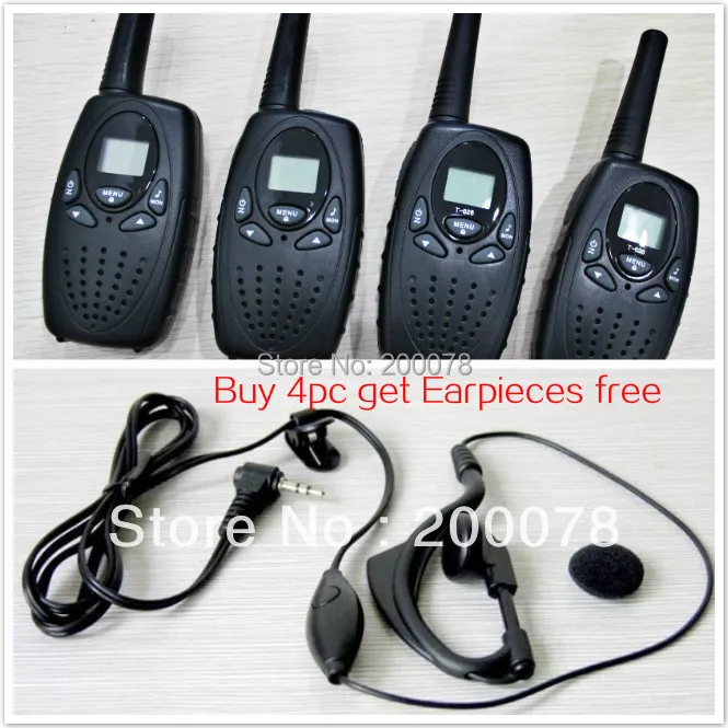 4 Pz Pack Long Range T628 Nero/Arancione Il Walkie Talkie 2 Vie Radio Interphone Fai Da Te Tour Guide Syestem Citofono W/Auricolari