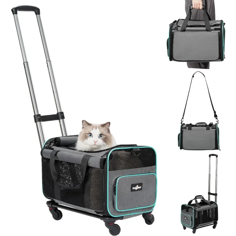 Porta-Cades Aprovados Para Cades Dobralveis Para Cades Pequenos E Gatos, Trasportino Per Gatti Su Ruote, Trasportino Da Viaggio Per Animali Domestici