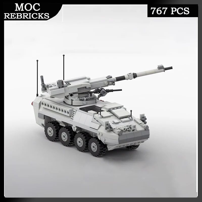 Ww Ii Armi Militari Building Blocks M1128 Stryker Mgs Mobile Gun System Blindato Veicolo Da Combattimento Modello Mattoni Giocattoli Regali Per Bambin