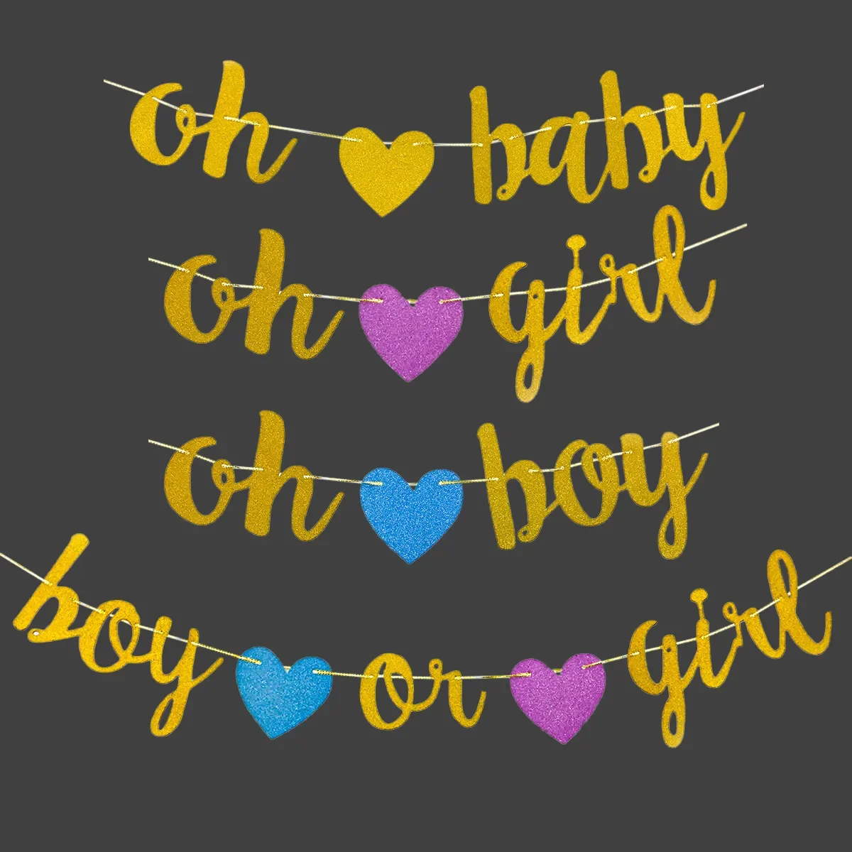 Simpatici Striscioni Di Carta Glitter Oh Baby Oh Boy O Girl Heart Bunting Garland Flag Per Baby Shower Gender Reveal Decorazioni Per Feste
