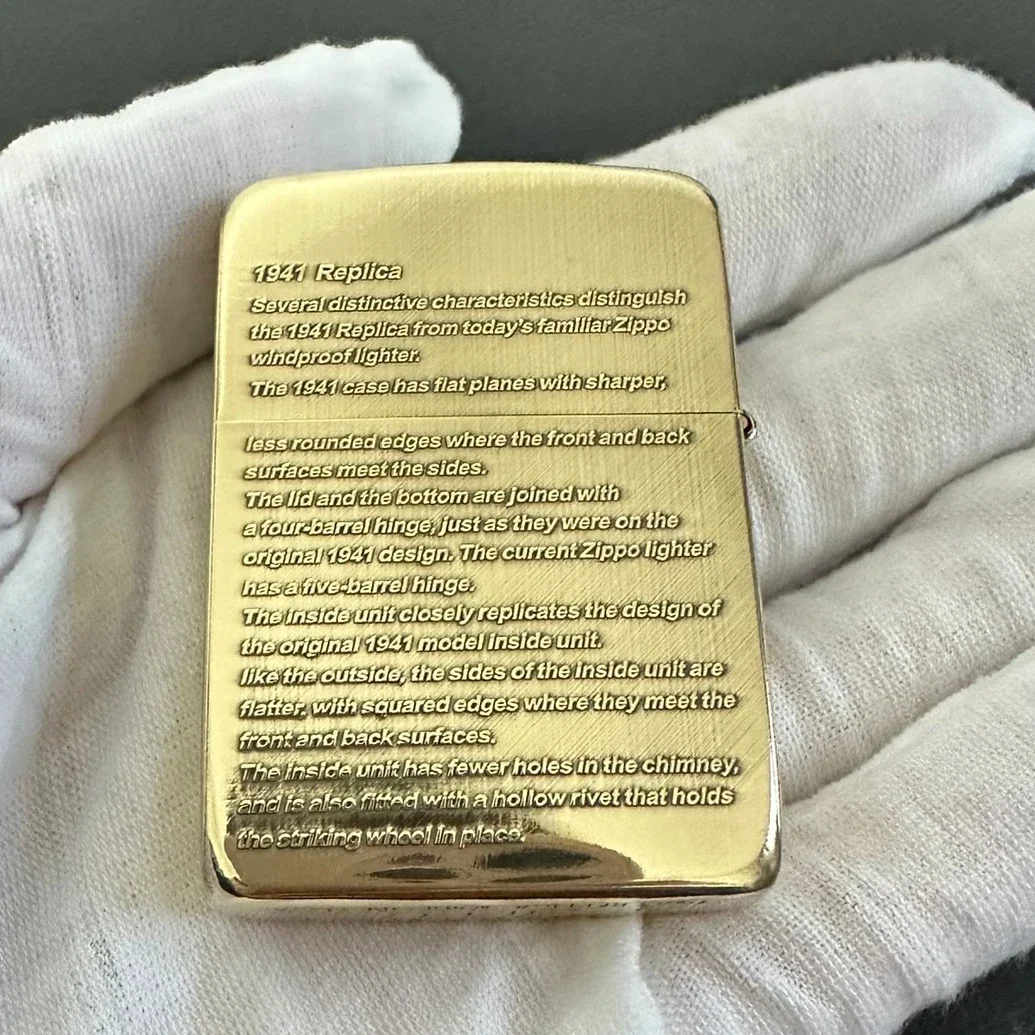 Accendino Zippo Ottone Dorato Intaglio 1941 Versione Commemorativa Collezione Antivento In Scatola