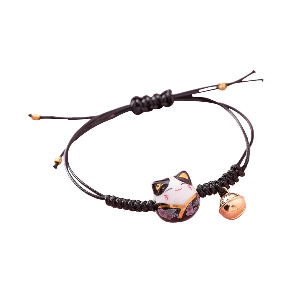 Holibanna Lucky Cat Bracciale Cute Feng Shui Maneki Neko String Bracciale Regolabile Good Luck String Perline Intrecciate Bell