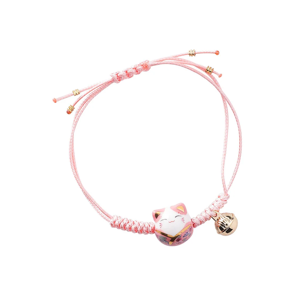Holibanna Lucky Cat Bracciale Cute Feng Shui Maneki Neko String Bracciale Regolabile Good Luck String Perline Intrecciate Bell