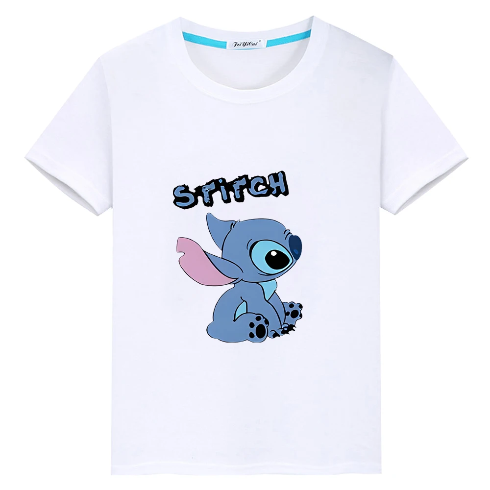 Maglietta Per Bambini Ragazzo 10 Anni Stampa Stitch Disney Kawaii 100% Cotone Corto Anime Top Disney Stitch Pride Tshirt Y2K Vestiti Per Ragazze