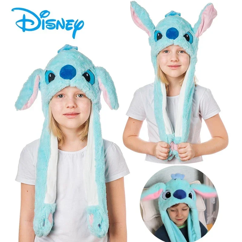 Kawaii Stitch Glowing Peluche Ear Moving Jumping Rabbit Hat Divertente Incandescente Ear Moving Bunny Hat Cosplay Christmas Party Hat
