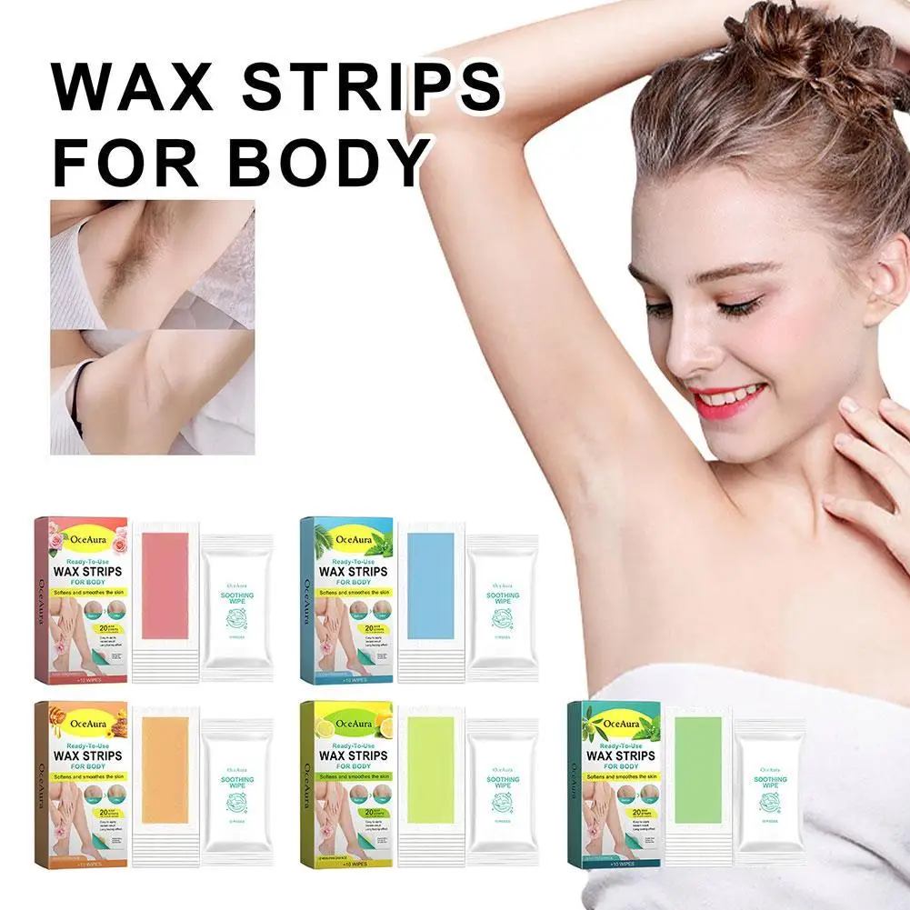Strisce Di Cera Da 20 Pezzi Per La Depilazione, Strisce Ceranti Per Viso, Corpo, Labbro Superiore, Gambe, Bikini, Sopracciglia, Mento, Prodotto Per La