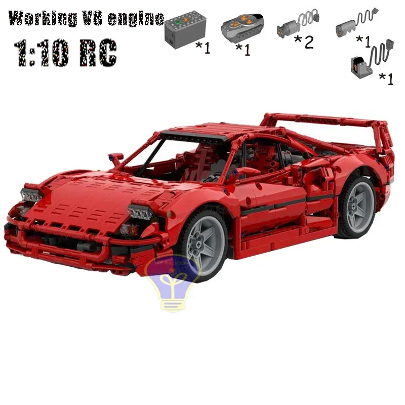 Nuovo 1590 Pz 1:10 Rc Funzionante Motore V8 Supercar Modello Buiding Kit Block Mattoni Autobloccanti Giocattolo Compleanno Regalo Di Natale