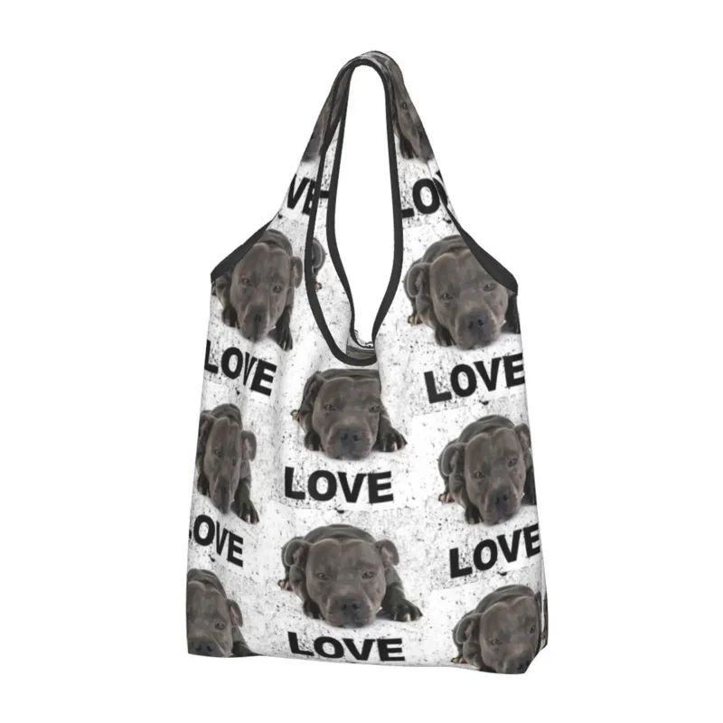 Stafter Bull Terrier Shopping Per Cani Tote Portable Ebt Cute Love Generi Alimentari Borsa Shopper A Tracolla