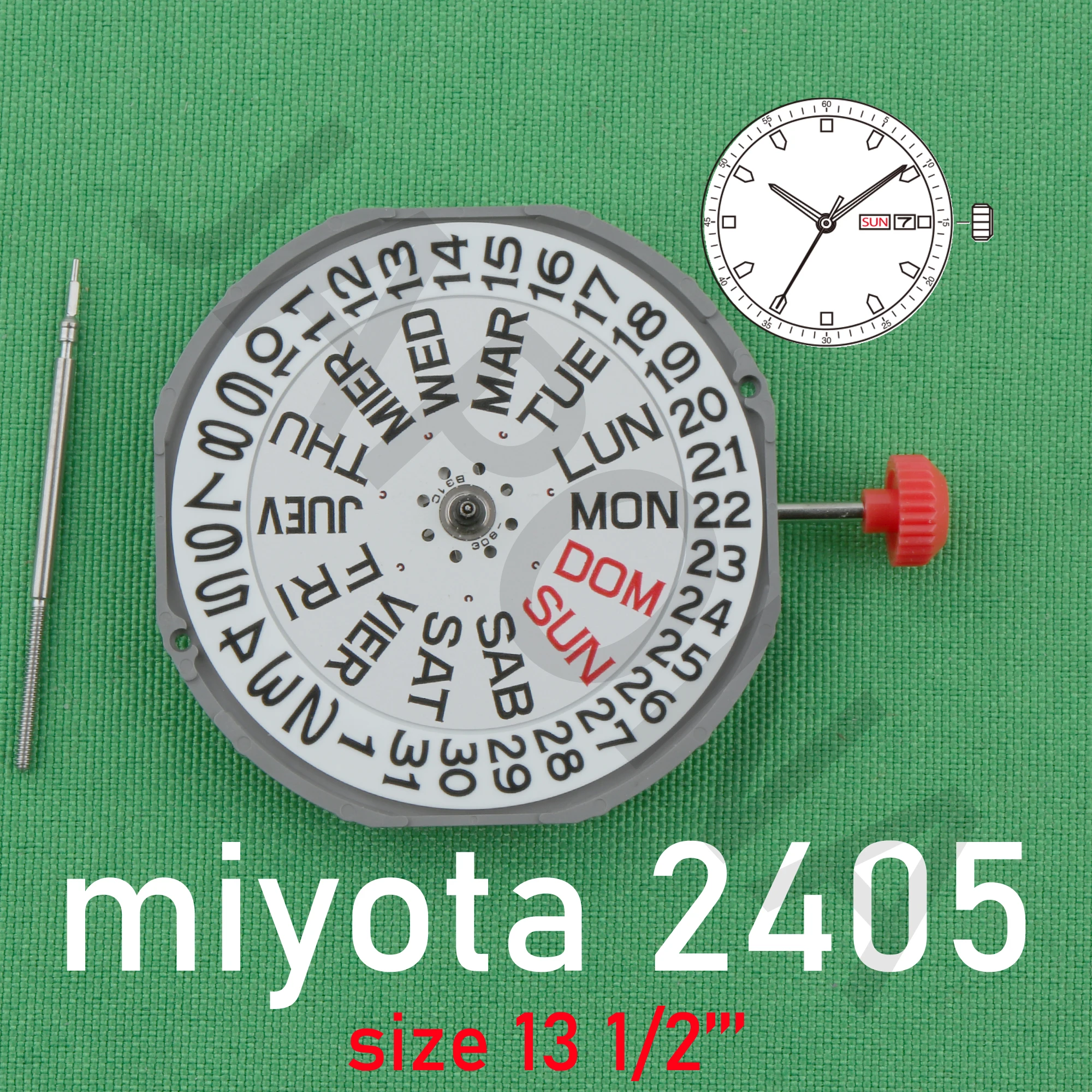 2405 Movimento Miyota 2405 Movimento Al Quarzo Standard Con Display Day-Date Movimento Giapponese Movimento Spagna E Orologio Inglese