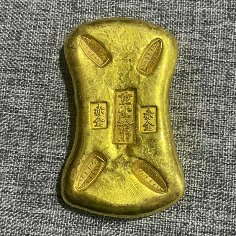 Lingotti D'Oro Dorati In Rame Puro Antico Lingotti D'Oro Lingotti D'Oro Raccoglitori Di Due Lingotti D'Oro Puro Collezione Di Artigianato Film E Musli