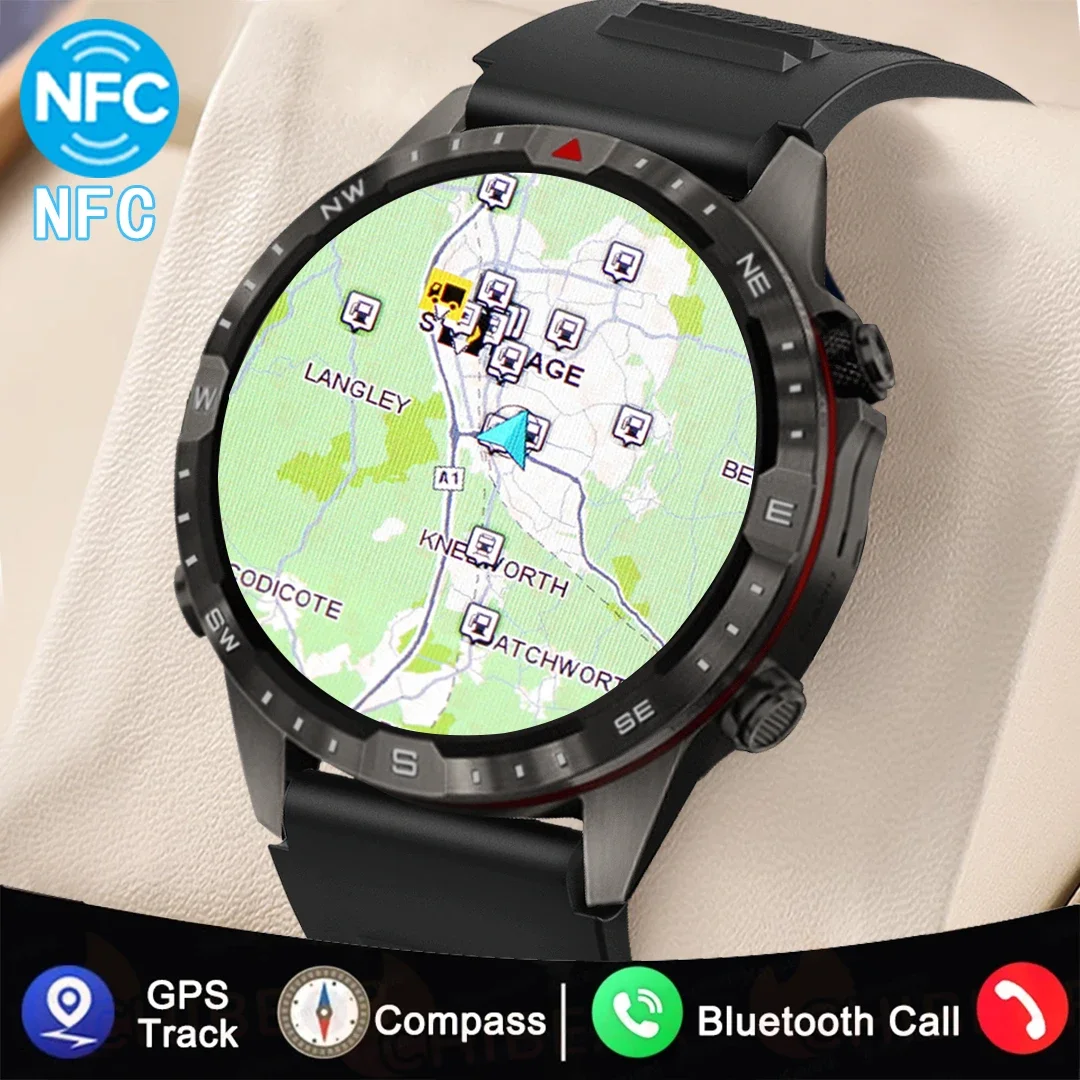 Outdoor Compass Smart Watch Men Gps Tracker 5 Tasti 1.6 Pollici Amoled 360*360 Hd Screen Bluetooth Call Smartwatch Per Android Ios