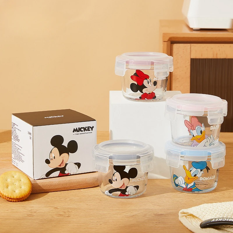 Disney Kawaii Cartoon Animation Preservation Bowl Donald Duck Duck Minnie Micky Glass Lunch Box Fruit Box Bento Sealed Bowl