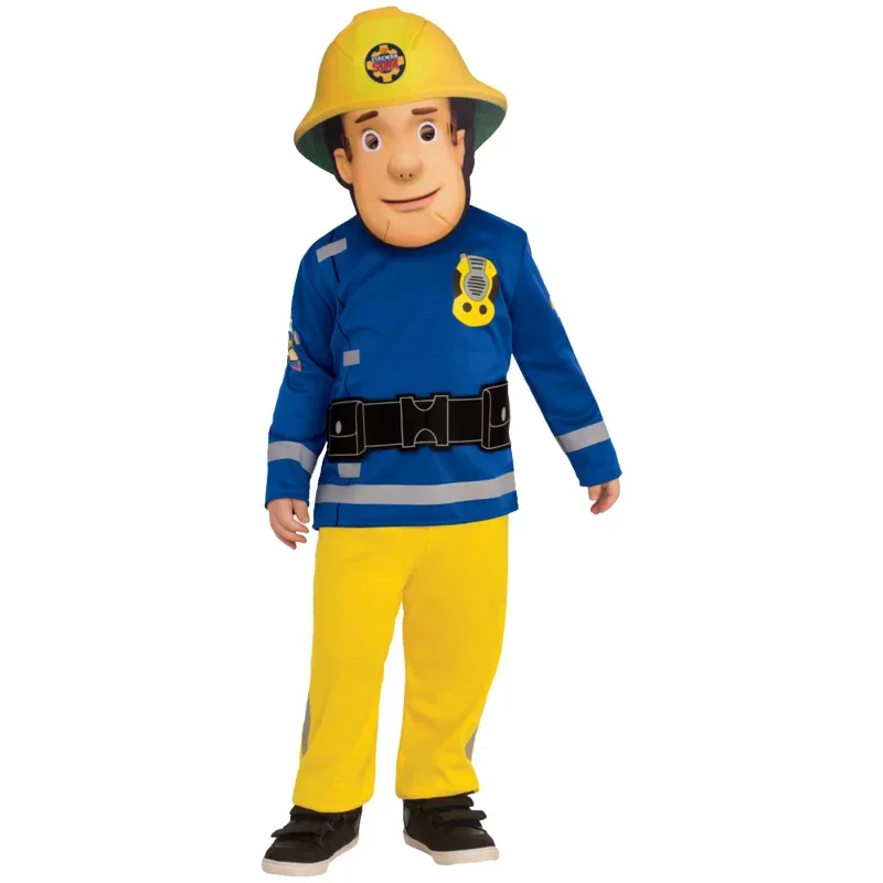 Bambini Cute Tv Cartoon Fireman Sam Small Rescue Cosplay Dress Up Costume Per Performance Halloween 3 Pezzi Outfit