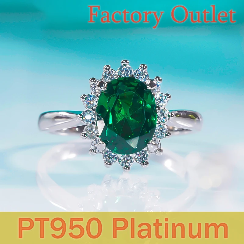 Platino Vintage Nonna Emerald Dove Egg Diamond Ring Moda Donna E Grand Luxury Ovale Mosonite Green Diamond Ring