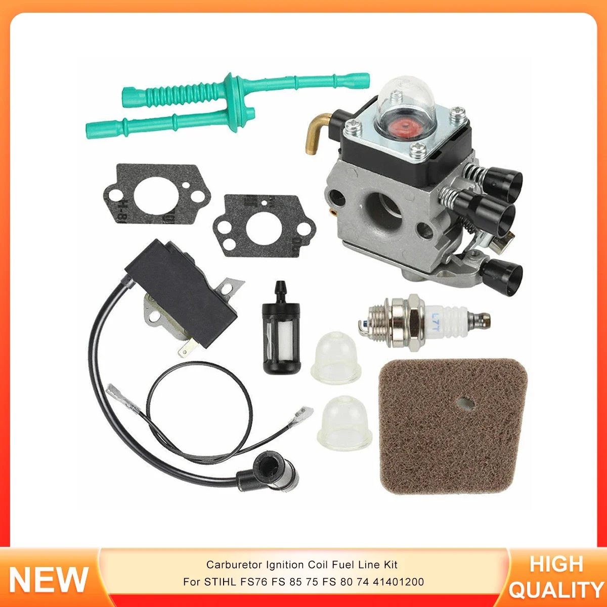 Kit Linea Carburante Bobina Accensione Carburatore Per Stihl Fs76 Fs 85 75 Fs 80 74 41401200