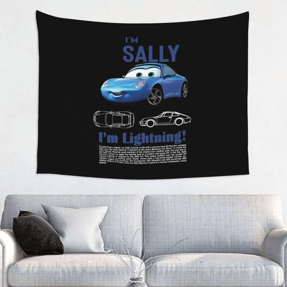 Sally I Am Lightning Cars Tapestry Wall Hanging Tessuto Stampato Arazzo Da Parete Mcqueen Bohemian Throw Rug Coperta Wall Decor Wall