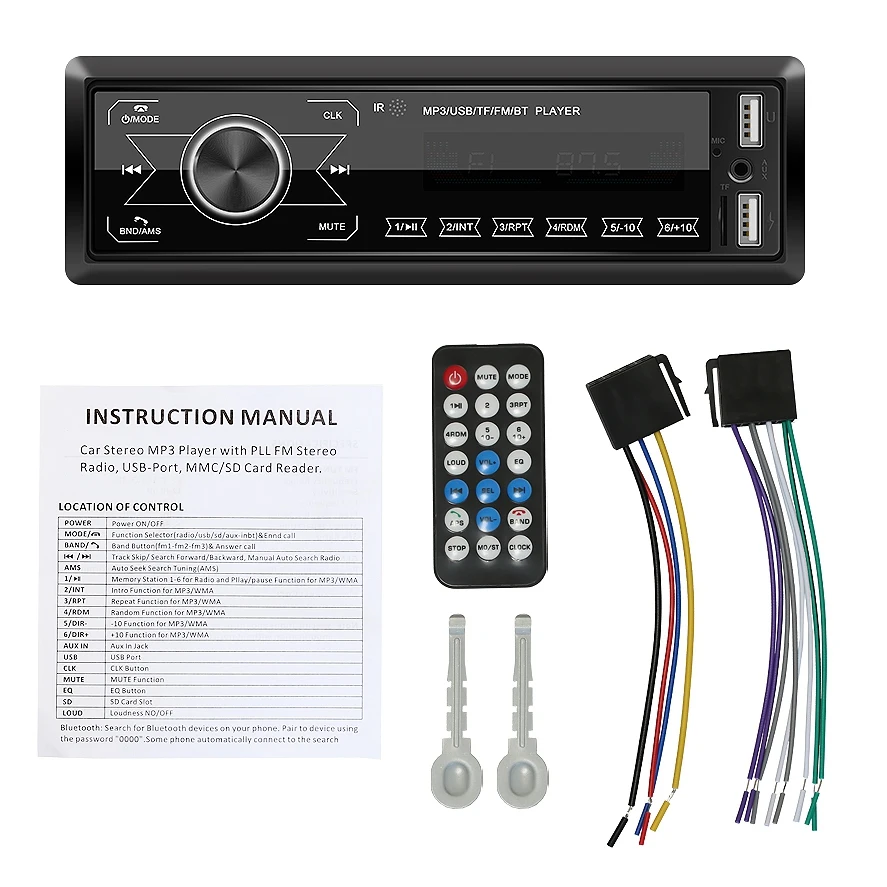 1Din Autoradio Autoradio Telecomando Stereo Bluetooth Audio Stereo 12V Lettore Mp3 Per Auto Usb Iso Car Multimedia