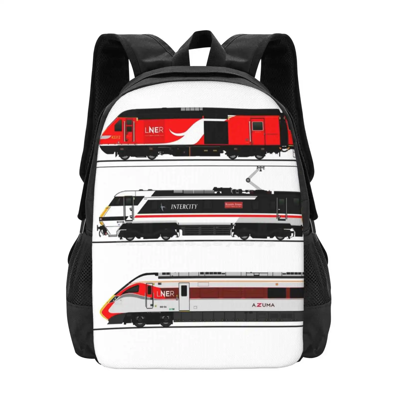 Lner Locomotive Teen College Student Zaino Pattern Design Bags Lner Hst Class 43 Class 91 Class 800 Azuma Intercity 125