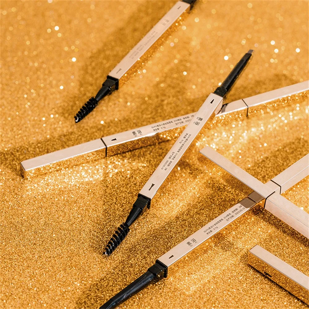 2 In 1 Design A Doppia Testa Piccola Matita Per Sopracciglia Con Barra D'Oro Potenziatori Per Sopracciglia Durevoli Impermeabili Che Pettinano Le Sopr