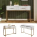 Schminktisch Mit 2 Schubladen 75Cm Hoshe, Kommode Schlafzimmer Highboard Weiss Credenza Schubladenkommode Kommode Fur Schlafzimm