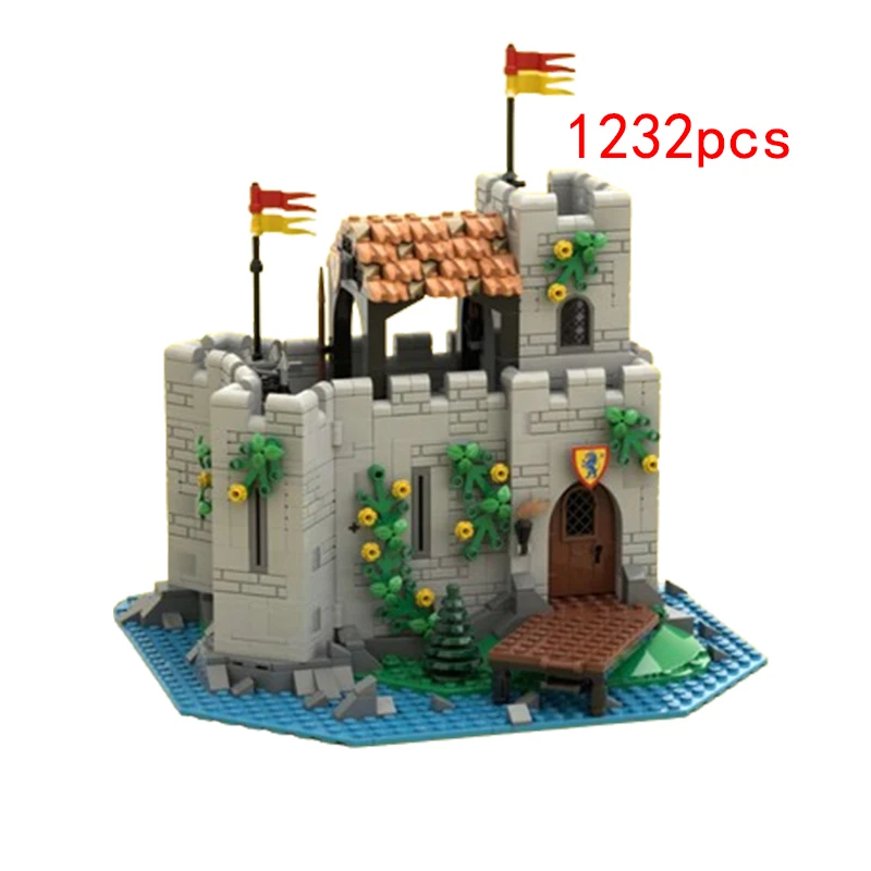 Spot Moc-128617 Lion Knight Outpost Medievale Black Falcon Castle Building Piccola Particella Assemblata Building Block Toy Model