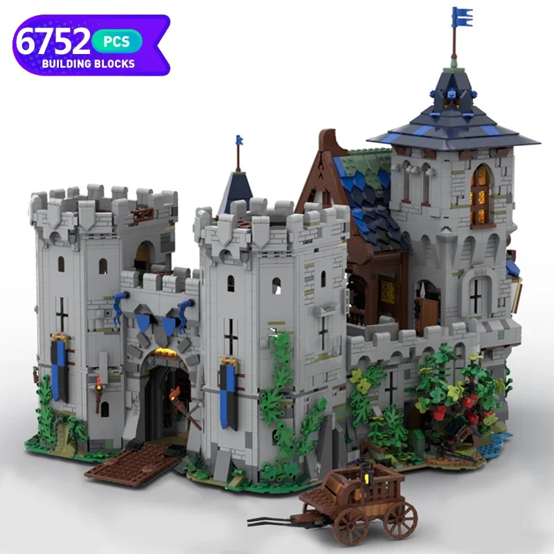 Moc Architecture Blacked Falcon Fortress Classic Castle Building Block Modello Vintage Castle Brick Toy Regalo Per Bambini