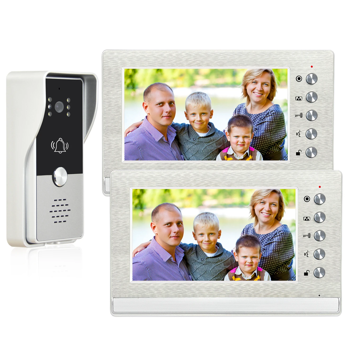 Videocitofono Cablato Videocitofono Videocitofono Videocitofono A 2 Monitor Supporto Per Citofono Sblocco Per Casa Villa Appartamento