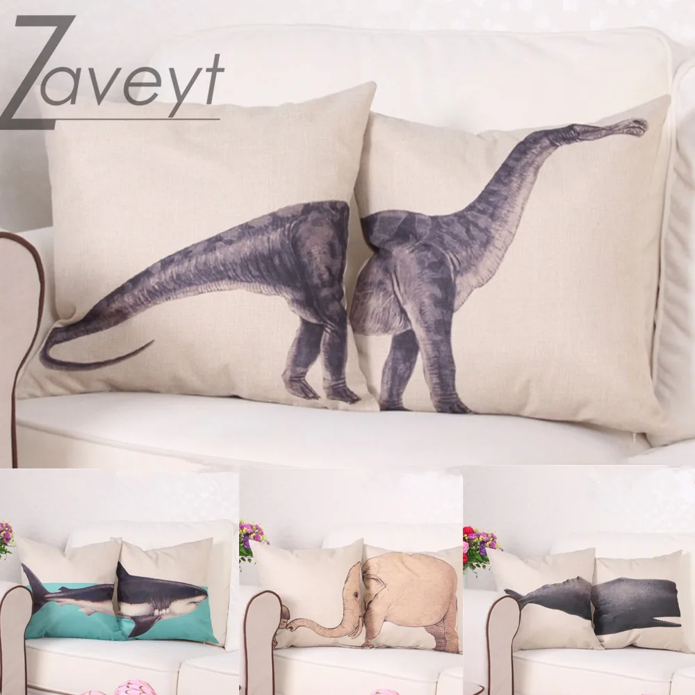 1 Pz Fodera Per Cuscino Divisa Divisa 45/50/60Cm Federa Per Cuscino Dinosauro Decorazioni Per La Casa Animale Tirannosauro Squalo Elefante Federa Di L