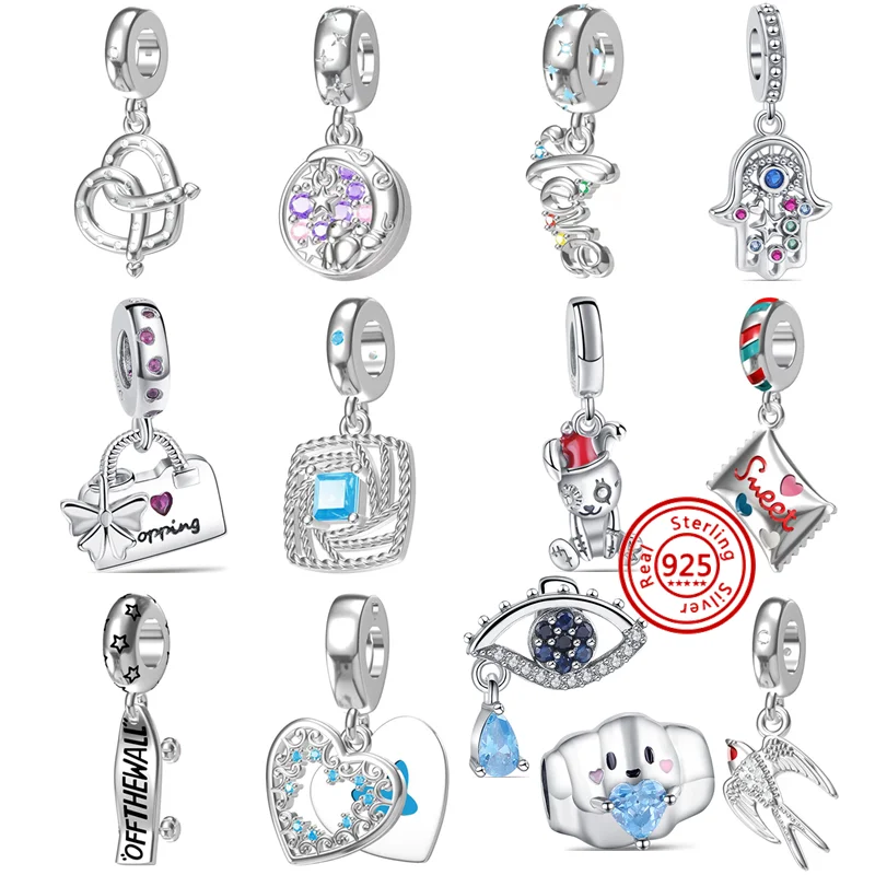 925 Silver Skateboard Sweet Candy Cloud Eye Teardrop Beads Fit Original Pandora Charms Bracciale Fai Da Te Per Le Donne Ragazze Gioielleria Raffinata