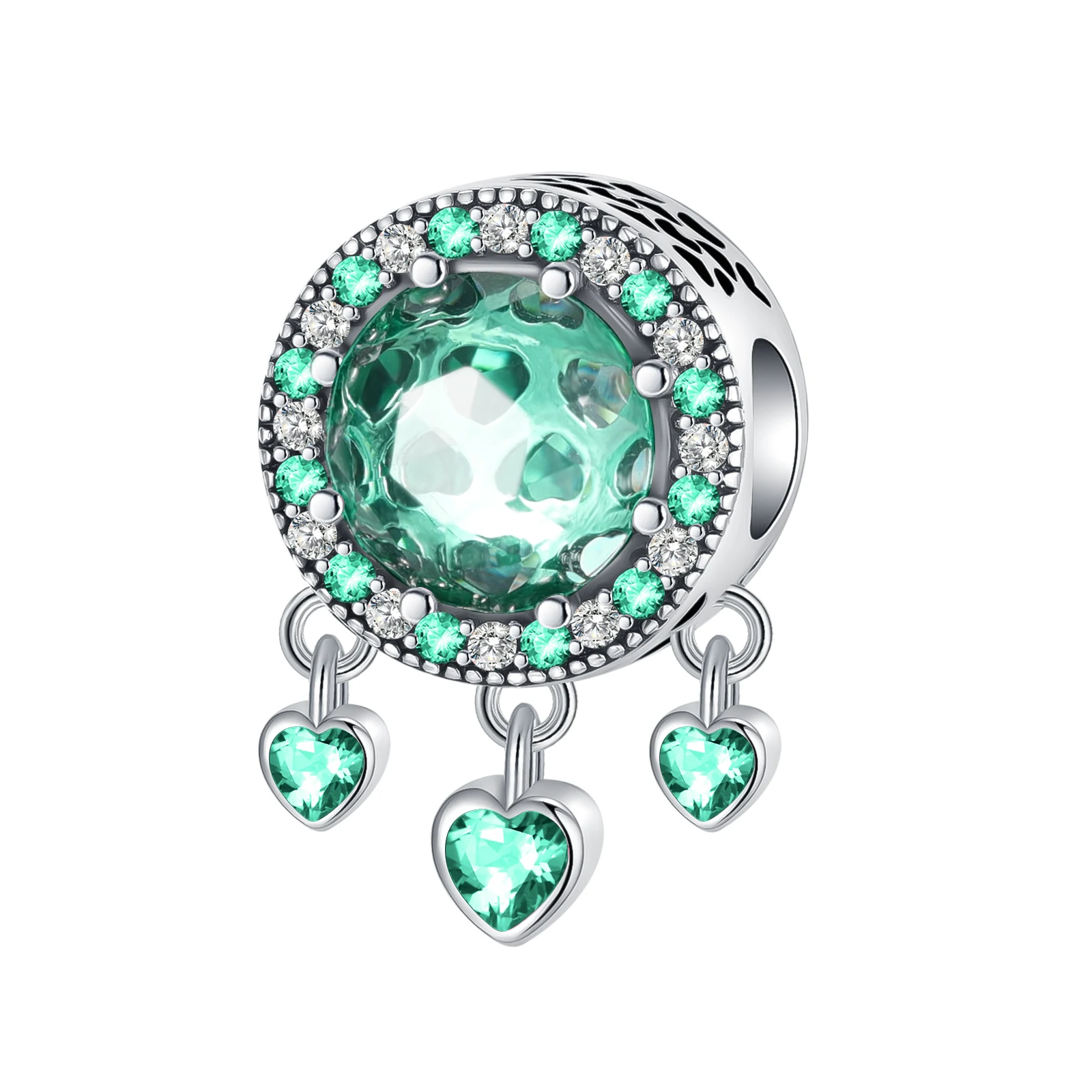 925 Sterling Silver Cat Eye Love Dream Catcher Green Charm Fit Originale Pandora Charms Bracciali Donna Gioielli Fai Da Te Regalo