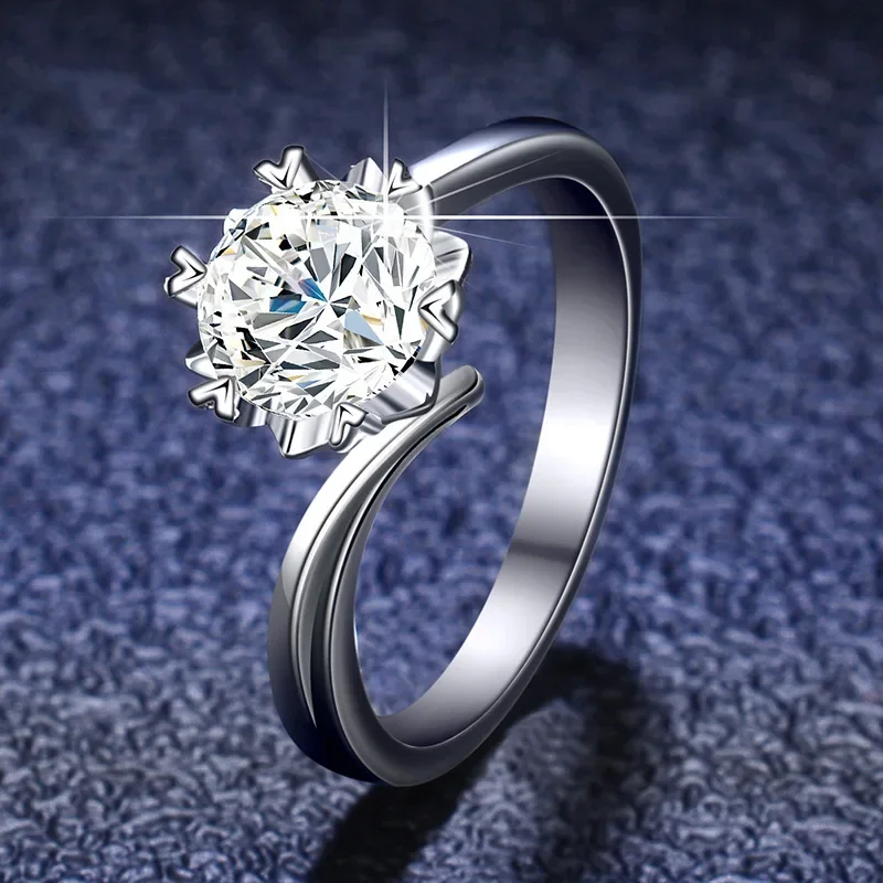 100% Genuine Certified Pt950 Platinum Rings Eccellente Taglio Rotondo 1 Carato Diamond Moissanite Rings Women Wedding Band Gioielleria Raffinata
