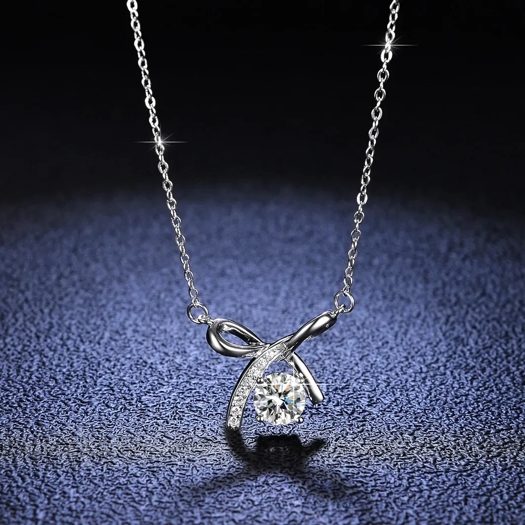 Gioielli Di Lusso Platino Pt950 Ciondolo Moissanite Diamante Ins Collana Per Le Donne Arco 1 Carato Collana Di Nozze Catena Clavicola