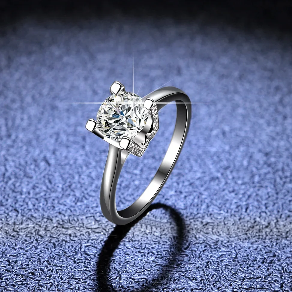 Luxury Pt950 Platinum Rings Women Wedding Jewelry Genuine With Rency Vvs D Color 1Ct Moissanite Diamond Hw Rings