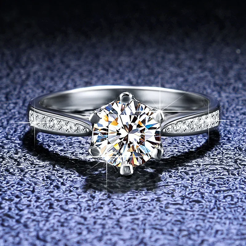 Pt950 Platinum Eternity Rings Real 0.5Ct 1Ct Moissanite Ring Per Le Donne Top D Color Vvs1 Diamond Engagement Wedding Band