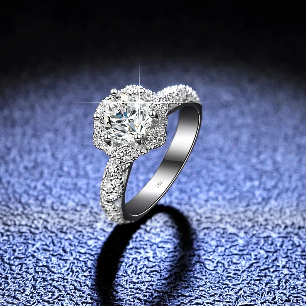 Fede Nuziale Eterna In Oro Bianco 18 Carati Di Lusso Da Donna Real Gra Vvs 1 Carat Moissanite Anello Di Diamanti Gioielleria Raffinata Accessori Da Sp