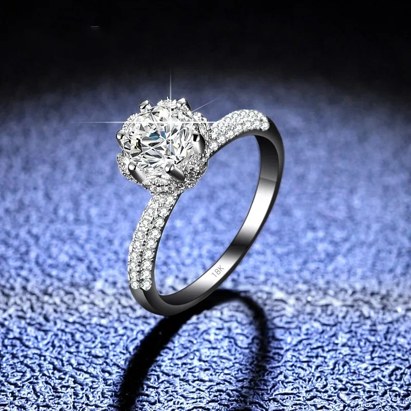 Anelli Di Diamanti In Oro Bianco 18 Carati Di Lusso Per Le Donne Gioielli Da Sposa Eterni Real Gra Vvs 1 Carat Moissanite Anelli Accessori Per La Spos
