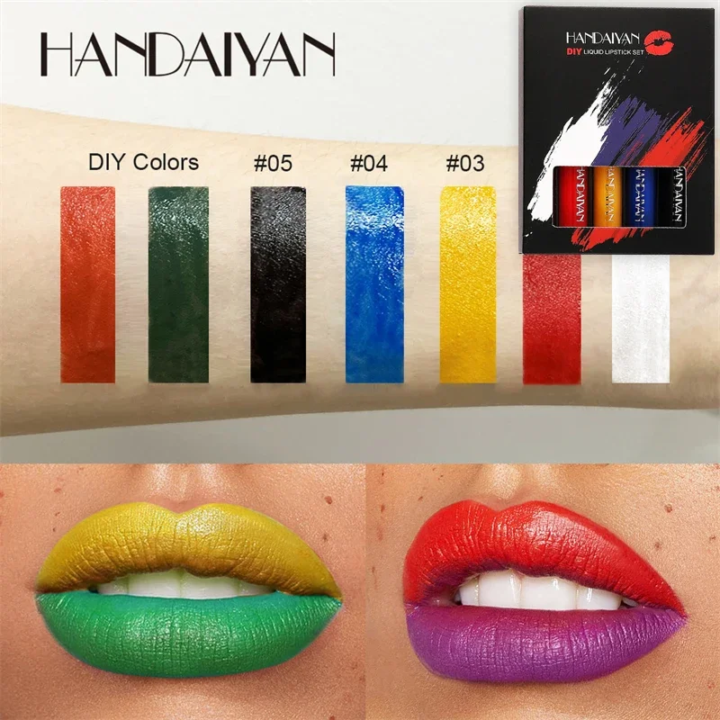 5Pc Color Matching Lipstick Set Waterproof Matte Black White Lipstick Lip Pigment Green Lipstick Christmas Halloween Lip Makeup