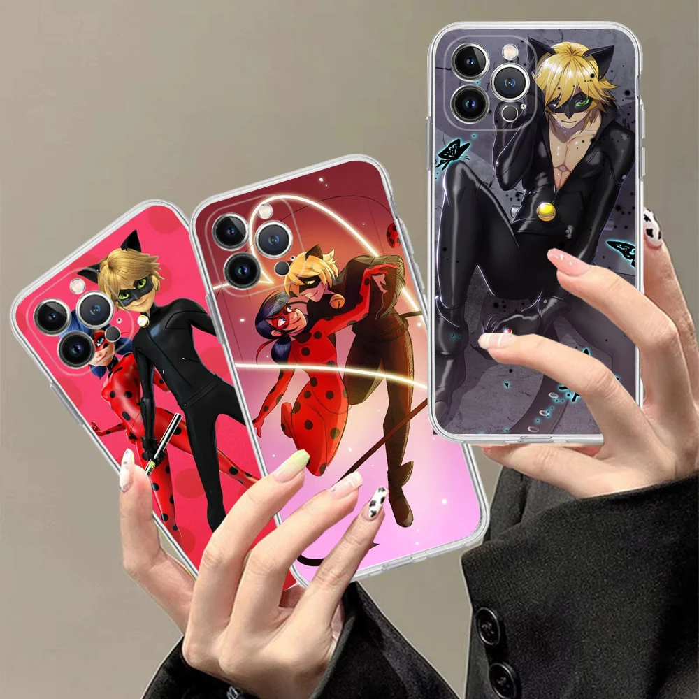 M-Miraculous Tales Of Ladybug & Cat Noir Custodia Per Telefono Per Iphone 15 14 13 12 Mini 11 Pro Xs Max X Xr Se 6 7 8 Plus Silicone Morbido C