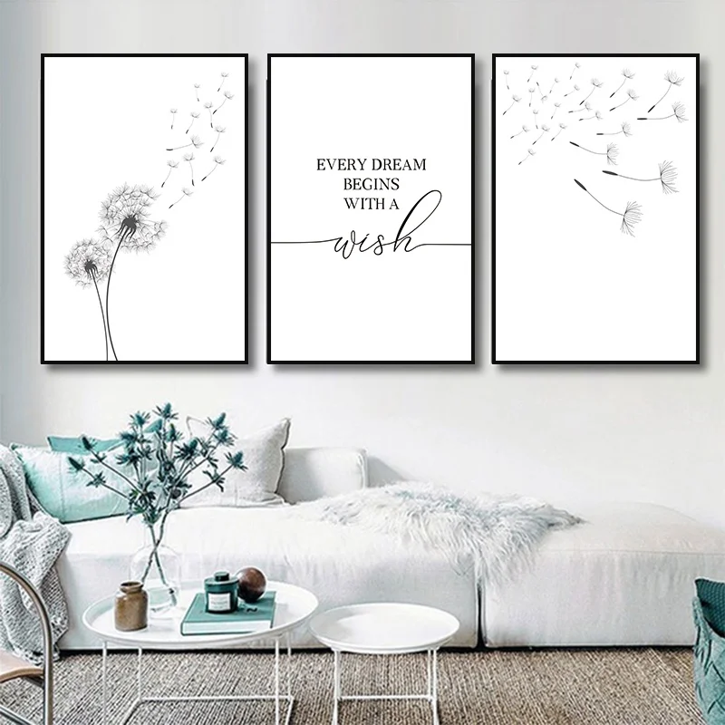 Modern Dandelion Wall Art Canvas Painting Wish Dandelion Poster E Stampe Minimalista Soggiorno Camera Da Letto Decorazione