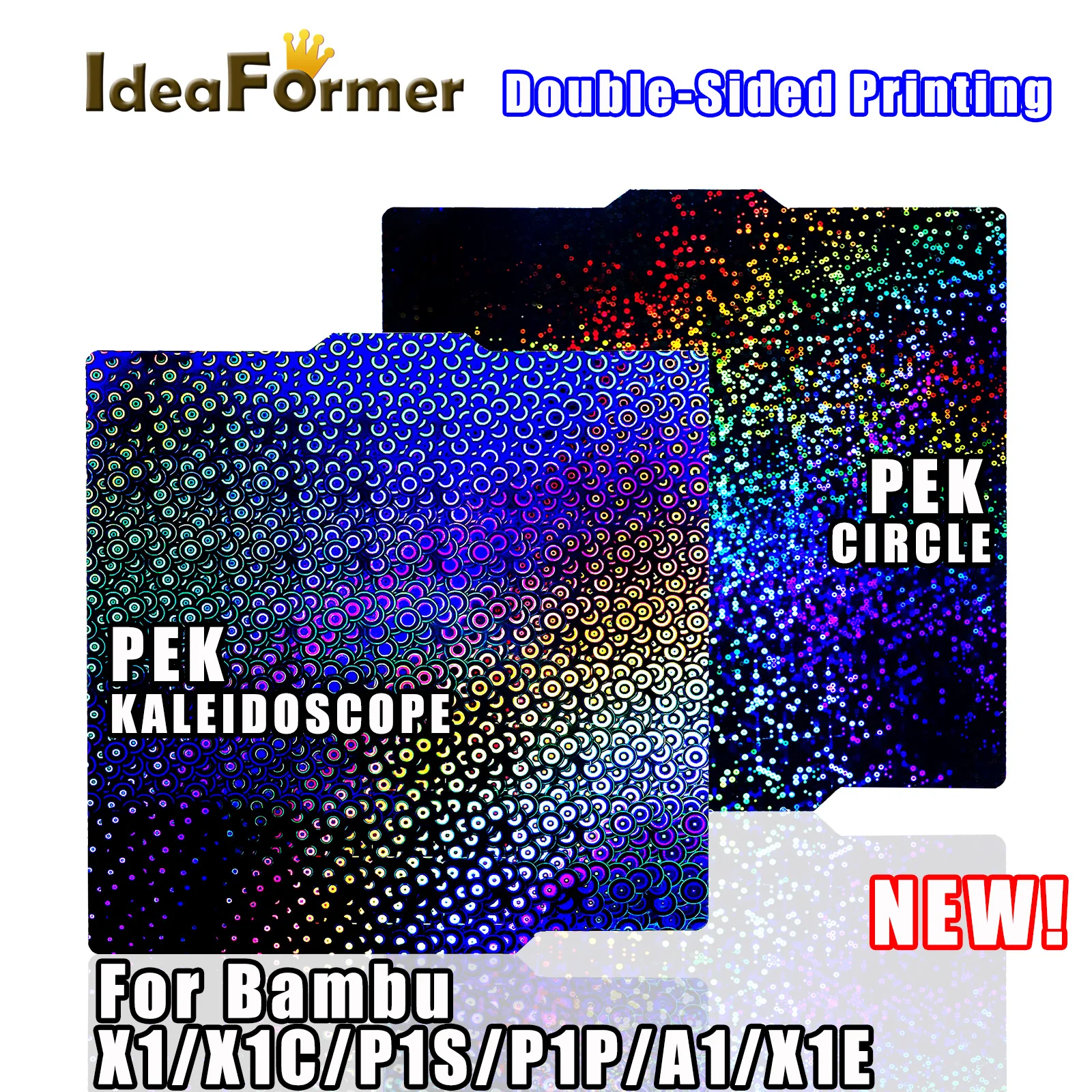 Pek Caleidoscopico Pek Circle Per Bambu Lab Build Plate P1S Bambulab X1C Bed Bambulab A1 Build Plate 257X257Mm Lamiera Di Acciaio Per Molle