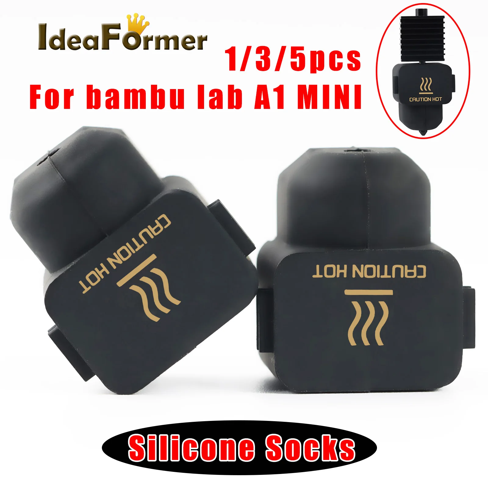 Ideaformer 1/3/5/Pcs Calzini In Silicone Per Bambu A1 Mini Kit Di Blocchi Di Riscaldamento Per Bambulab A1 Mini Hotend Custodia Per Isolamento Termico