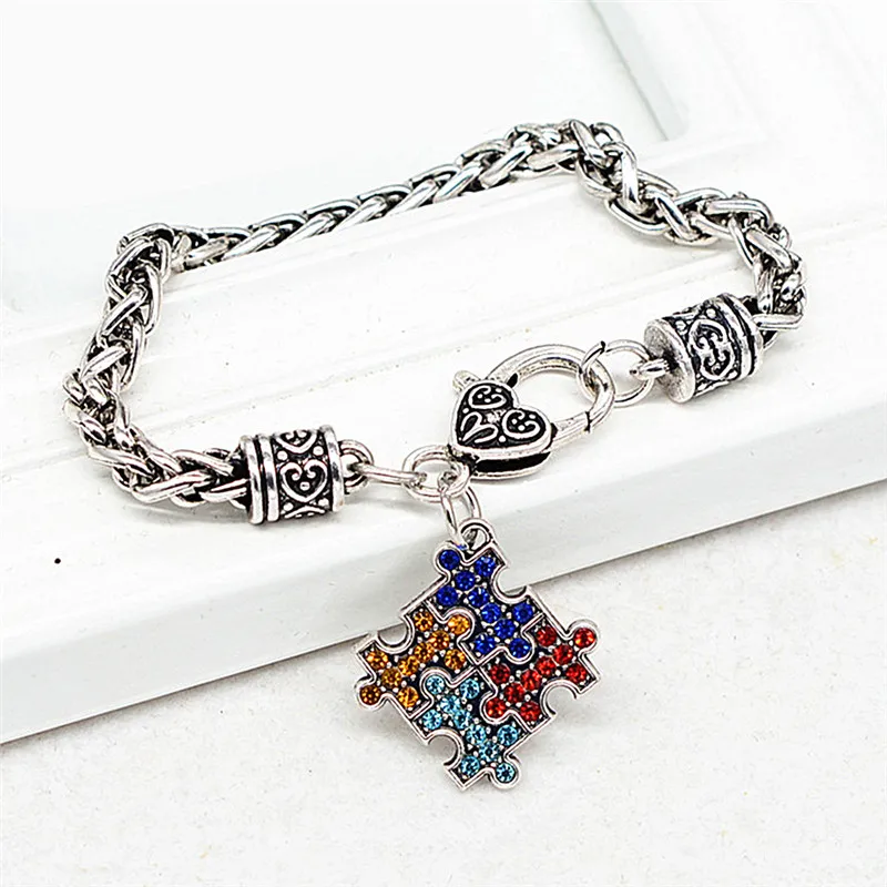 Moda Donna Uomo Autismo Bracciale Bracciale A Catena Attorcigliata Corda Bracciale Rigido Twist Chain Wristband Unisex Nuovo