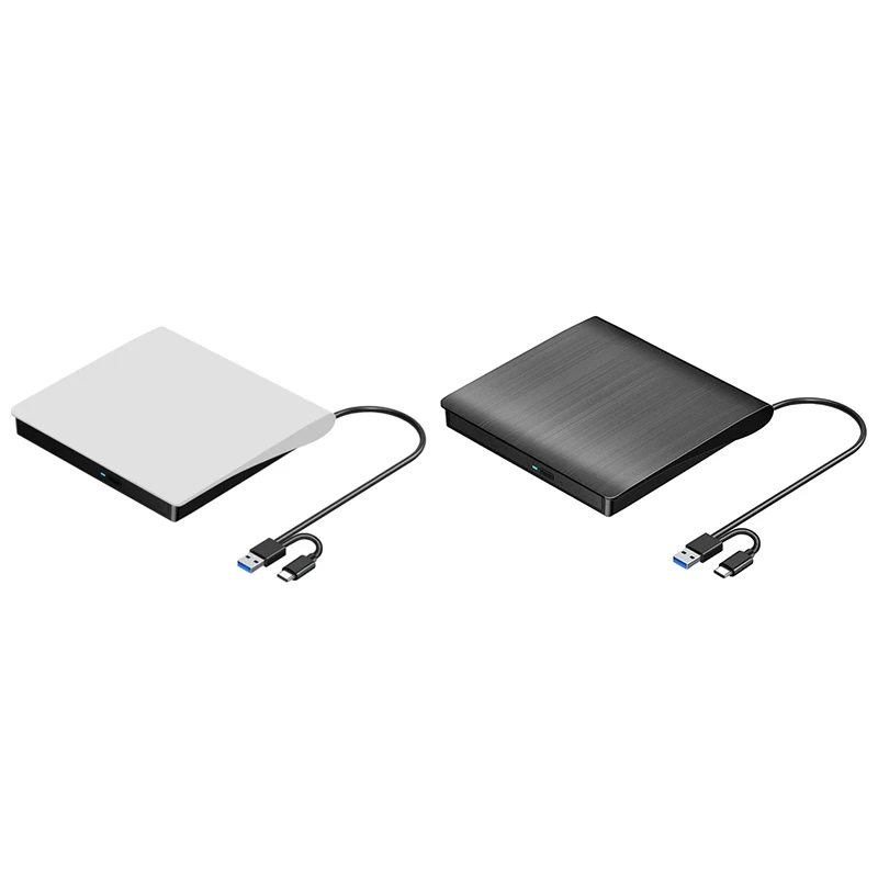 Cd Esterno Dvd +/-Rw Drive, Usb 3.0 E Usb-C Portatile Cd E Dvd Rom Burner Player Rewriter Disc Drive